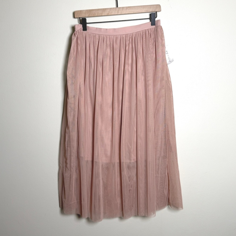 Skylar + Jade NEW Dusty Rose Pink Tulle Mesh Midi‎ Skirt L Balletcore Feminine